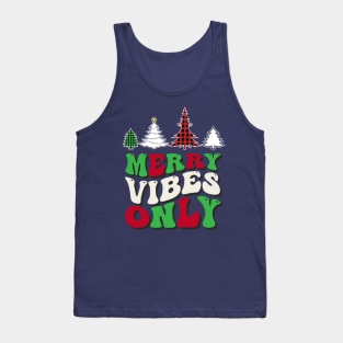 Merry Vibes Only Groovy Christmas Trees Tank Top